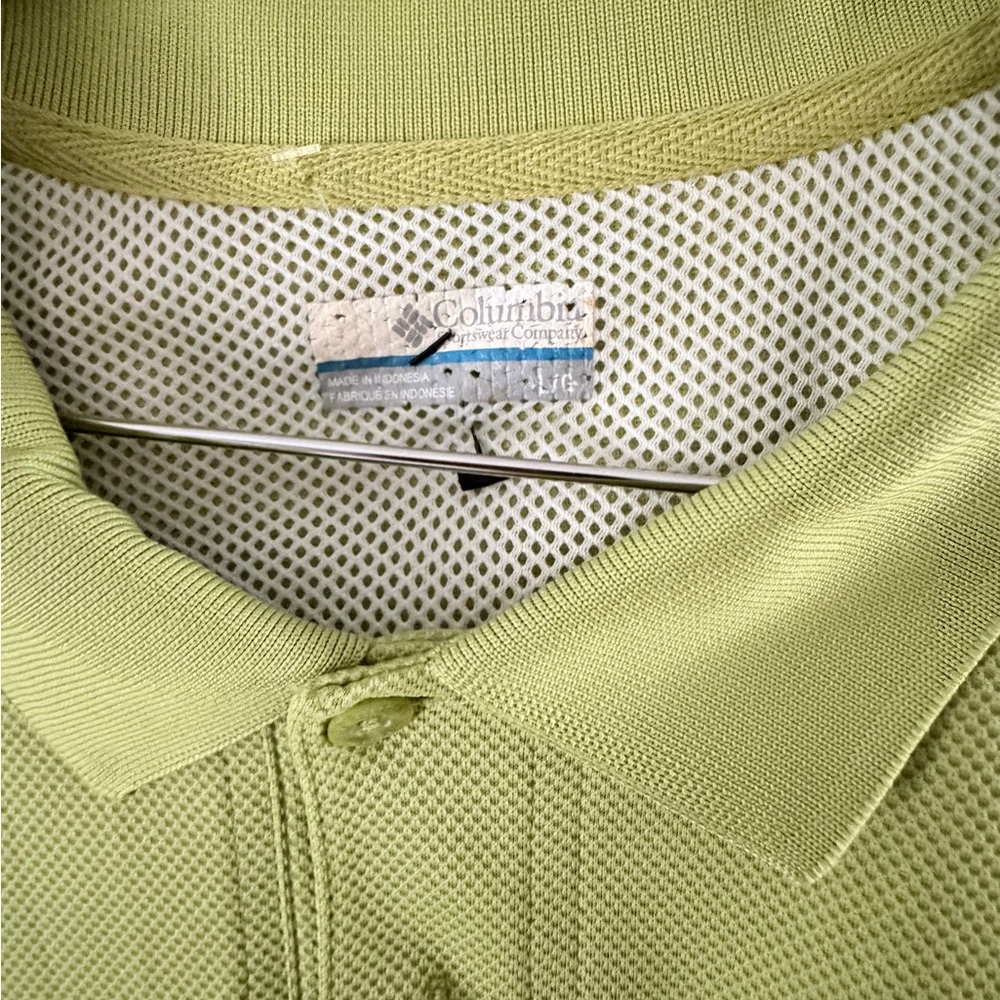 Columbia PFG Mens Polo‎ Shirt Green Vented Back Omni-Shade Knit Short Sleeve L - Picture 3 of 8